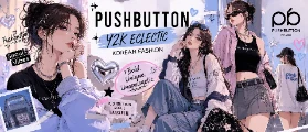 Pushbutton Y2K eclectic Korean fashion