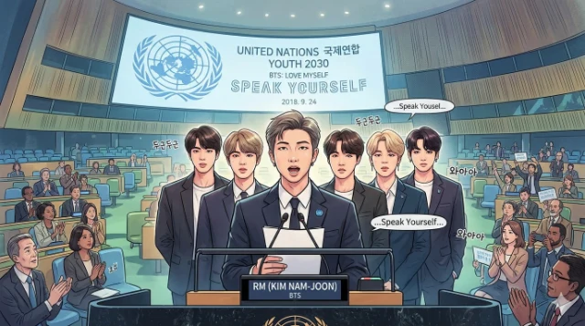 BTS speaking at the United Nations 2018