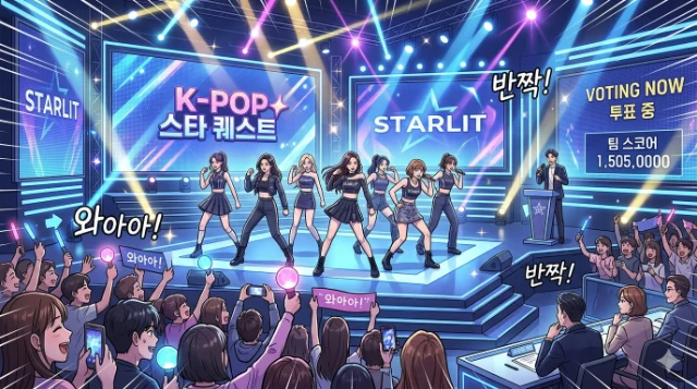 K-pop survival show competition stage
