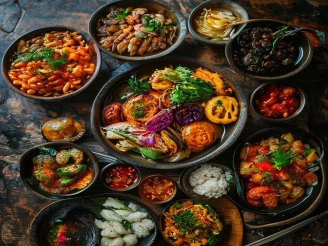 Korean food spread