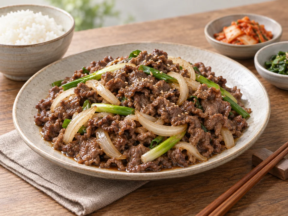 불고기 — Bulgogi — marinated grilled beef; literally 'fire meat'