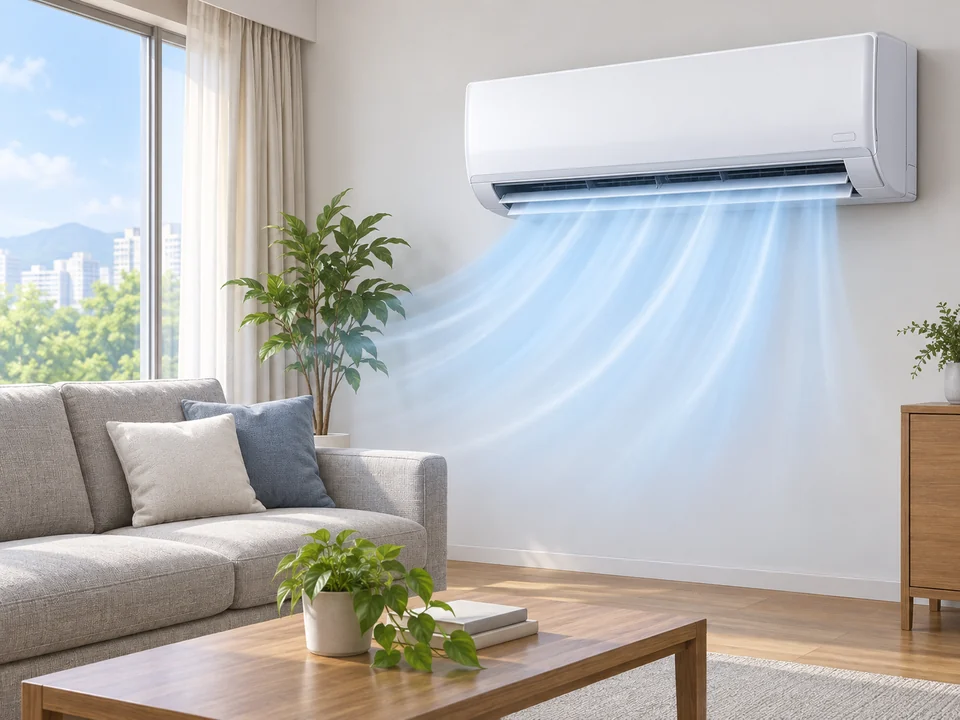 에어컨 — Air conditioner — abbreviated Konglish from 'air conditioner'