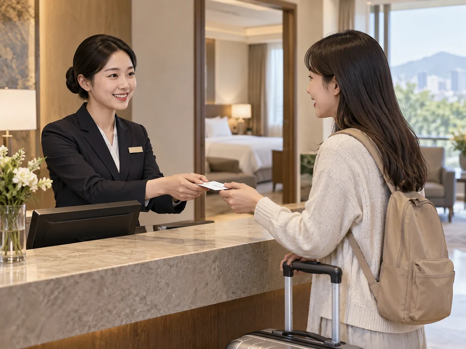 예약 — Reservation / booking — 예약했어요 = I have a reservation