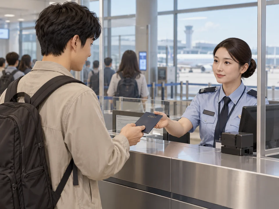 입국 — Entry / immigration — 입국 심사 = immigration check