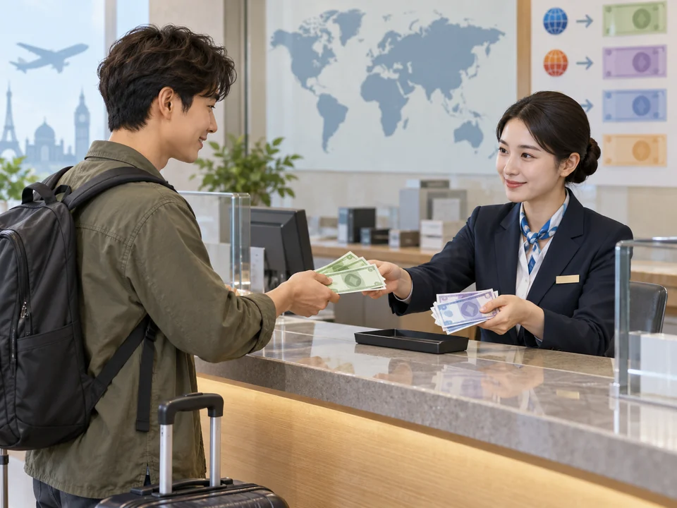 환전 — Currency exchange — 환전 어디서 해요? = Where can I exchange money?