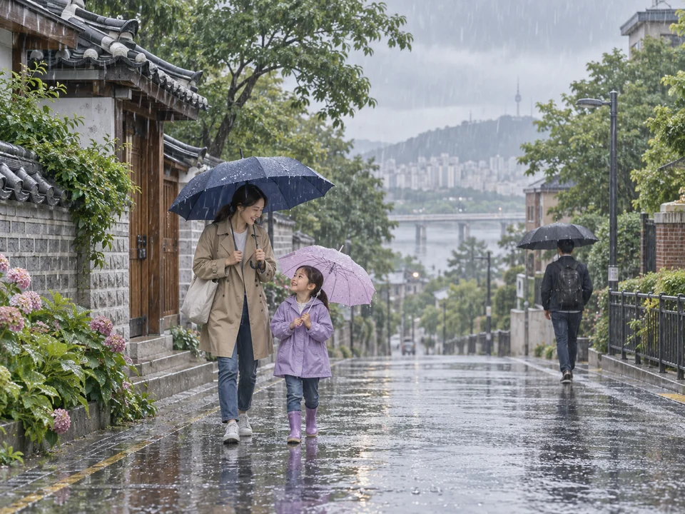비 — Rain — 비가 와요 = it's raining