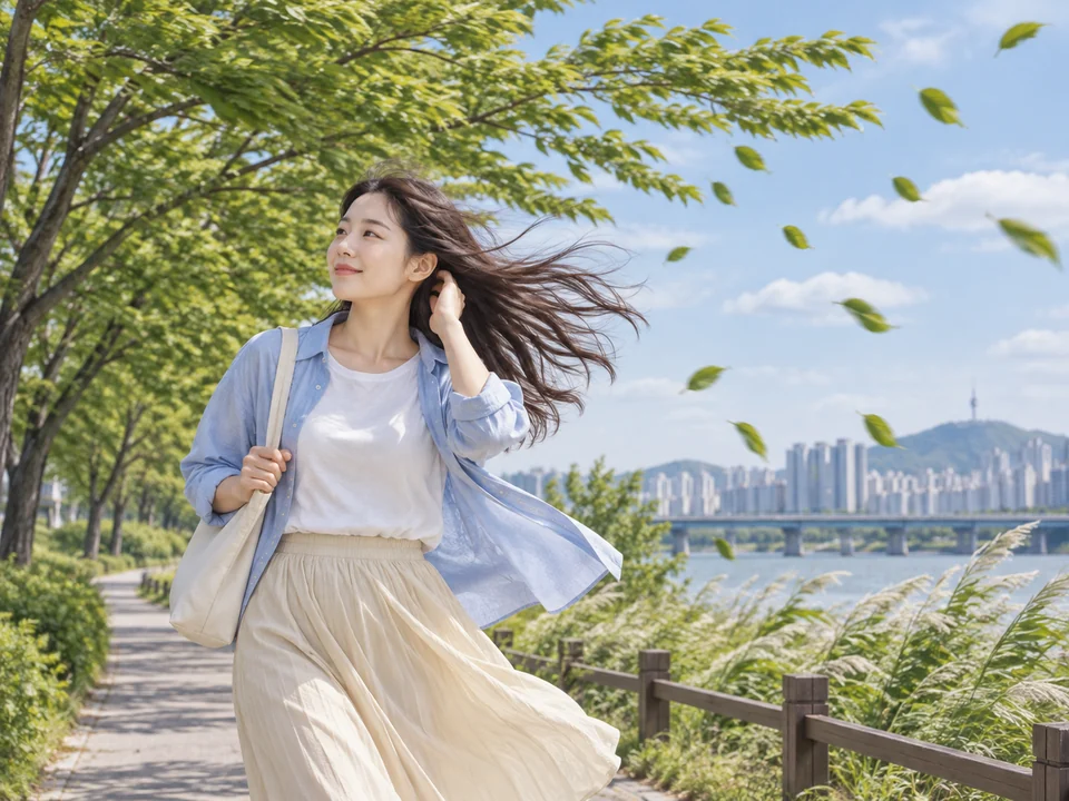 바람 — Wind — 바람이 불어요 = the wind is blowing