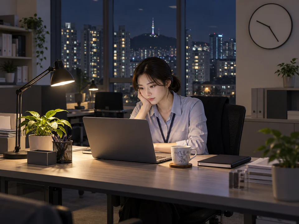 야근 — Overtime / working late — a well-known part of Korean work culture