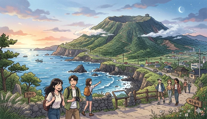 Jeju Island with Hallasan mountain